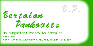 bertalan pankovits business card